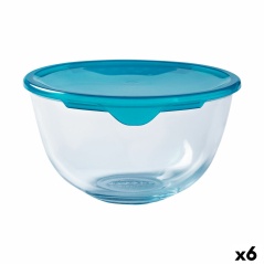 Round Lunch Box with Lid Pyrex Cook & Store Blue 15 x 15 x 8 cm 500 ml Silicone Glass (6 Units)