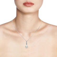 Mayumi Completo collana orecchini - argento 925 - perle di acqua dolce - zirconi 7.5 - 8 mm