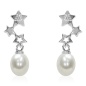 Mayumi Orecchini pendenti stella - argento 925 - zirconi - perle di acqua dolce - Ø 6.5 - 7 mm