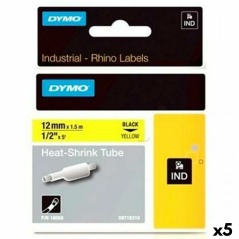 Nastro Laminato per Etichettatrici Rhino Dymo ID1-12 Giallo Nero 12 x 1,5 mm (5 Unità)