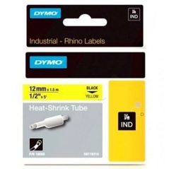 Laminated Tape for Labelling Machines Rhino Dymo ID1-12 Yellow Black 12 x 1,5 mm (5 Units)