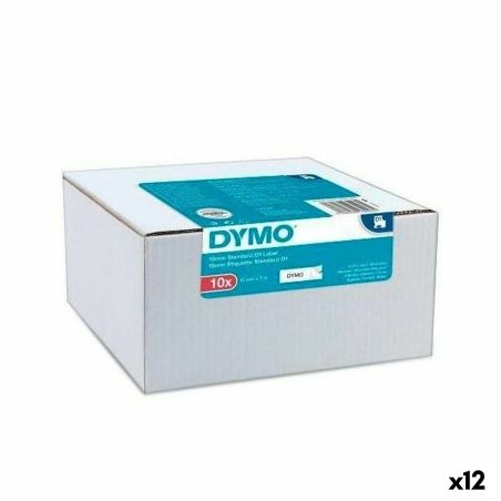 Laminated Tape for Labelling Machines Dymo White Black Self-adhesives 10 Pieces (12 Units)