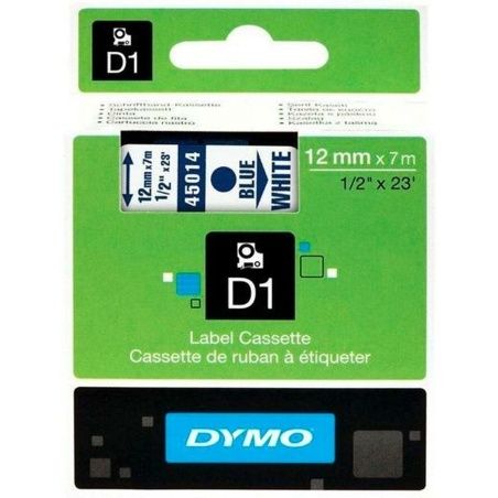 Nastro Laminato per Etichettatrici Dymo D1 45014 12 mm LabelManager™ Bianco Azzurro Nero (5 Unità)