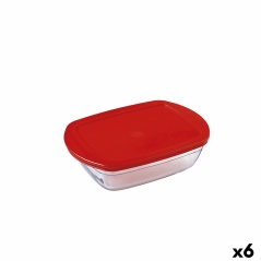 Portapranzo Rettangolare con Coperchio Ô Cuisine Cook & Store Rosso 1,1 L 23 x 15 x 6,5 cm Silicone Vetro (6 Unità)