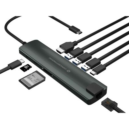 Hub USB Conceptronic DONN06G Grigio 9 in 1
