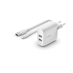 Wall Charger + MFI Certified Lightning Cable Belkin WCD001VF1MWH White 24 W