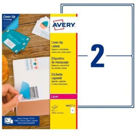 Printer Labels Avery L4611 White 25 Sheets 199,6 x 143,5 mm (5 Units)