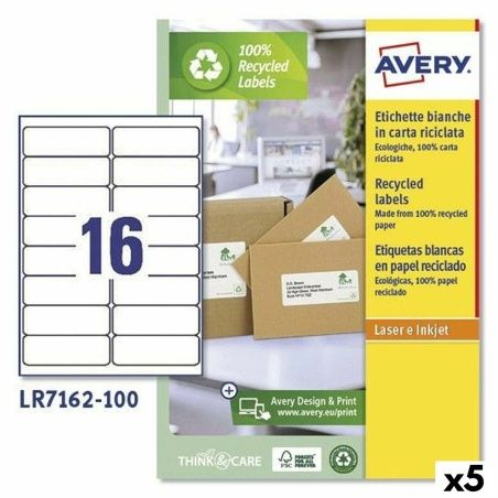 Printer Labels Avery LR7162 White 100 Sheets 99,1 x 33,9 mm (5 Units)