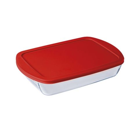 Rectangular Lunchbox with Lid Ô Cuisine Cook&store Ocu Transparent Glass Silicone 4,5 L (4 Units)