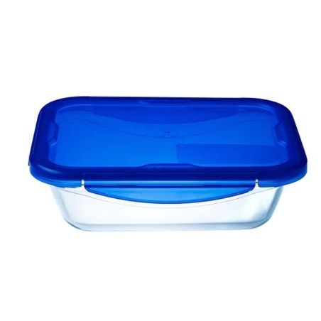 Porta pranzo Ermetico Pyrex Cook&go 30 x 23 cm 3,3 L Rettangolare Azzurro Vetro (4 Unità)