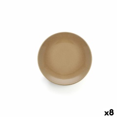 Flat plate Anaflor Baked clay Ceramic Beige (25 cm) (8 Units)