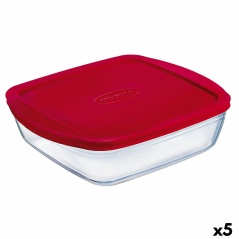 Rectangular Lunchbox with Lid Ô Cuisine Cook&store Ocu Red 2,5 L 28 x 20 x 8 cm Silicone Glass (5 Units)