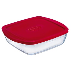 Rectangular Lunchbox with Lid Ô Cuisine Cook&store Ocu Red 2,5 L 28 x 20 x 8 cm Silicone Glass (5 Units)