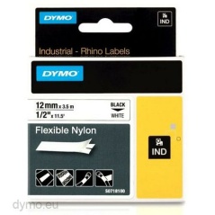 Nastro Laminato per Etichettatrici Rhino Dymo ID1-12 12 x 3,5 mm Nero Bianco Autoadesive (5 Unità)