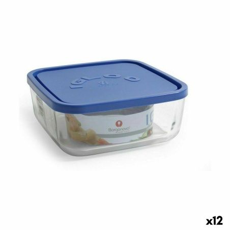 Lunch box Borgonovo Squared Blue 1,8 L 18,5 x 18,5 x 7,4 cm (12 Units)