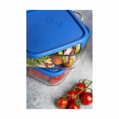 Lunch box Borgonovo Squared Blue 1,8 L 18,5 x 18,5 x 7,4 cm (12 Units)