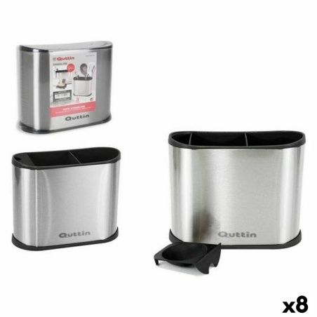 Pot for Kitchen Utensils Quttin 143615 Stainless steel 18 x 10,4 x 23 cm (8 Units)