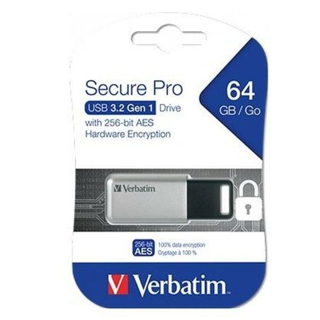 USB stick Verbatim Secure Pro Black Black/Grey 64 GB
