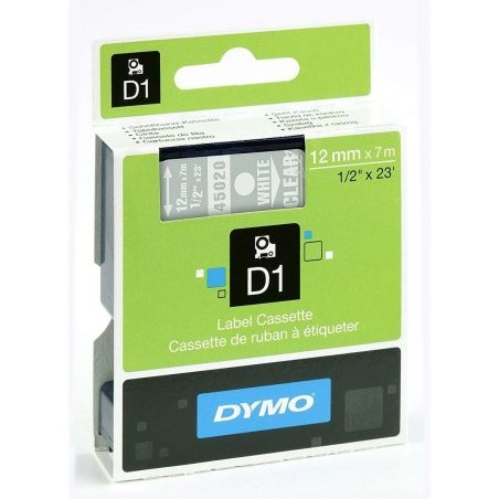 Laminated Tape for Labelling Machines Dymo D1 45020 12 mm LabelManager™ White Transparent (5 Units)