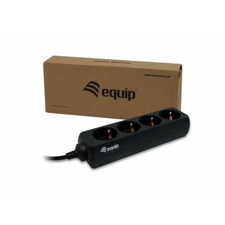 4-socket plugboard without power switch Equip 333281 Black