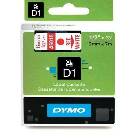 Laminated Tape for Labelling Machines Dymo D1 45015 12 mm LabelManager™ White Red Black (5 Units)