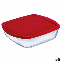 Porta Pranzo Quadrato con Coperchio Ô Cuisine Cook&store Ocu Rosso 2,2 L 25 x 22 x 5 cm Vetro Silicone (5 Unità)