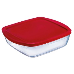 Porta Pranzo Quadrato con Coperchio Ô Cuisine Cook&store Ocu Rosso 2,2 L 25 x 22 x 5 cm Vetro Silicone (5 Unità)