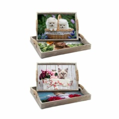 Set of trays DKD Home Decor Multicolour 40 x 30 x 6 cm MDF Wood (2 Units)