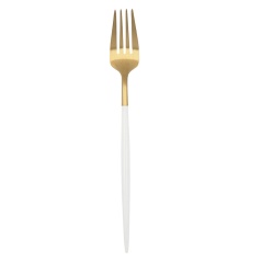 Fork Set Bidasoa Gio Golden White Metal 12 Units