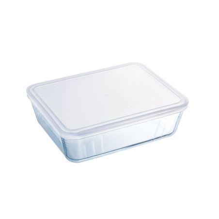 Rectangular Lunchbox with Lid Pyrex Cook&freeze 28 x 23 x 10 cm 4,2 L Transparent Glass Silicone (3 Units)