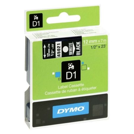 Laminated Tape for Labelling Machines Dymo D1 45021 12 mm LabelManager™ White Black (5 Units)