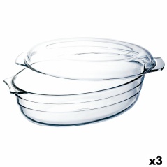 Serving Platter Ô Cuisine Ocuisine Vidrio With lid 3 L 1,1 L Transparent Glass 3 Units
