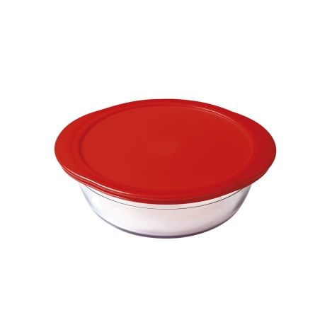 Round Lunch Box with Lid Ô Cuisine Cook&store Ocu Red 2,3 L 27 x 24 x 8 cm Glass Silicone (6 Units)