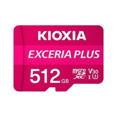 Micro SD Memory Card with Adaptor Kioxia PLUS UHS-I C10 R98 512 GB