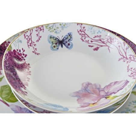 Dinnerware Set DKD Home Decor Blue White Green Pink Porcelain Butterfly 18 Pieces