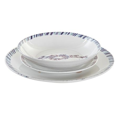 Dinnerware Set DKD Home Decor Blue White Maroon Porcelain Mediterranean Navy 18 Pieces