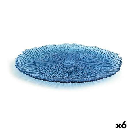 Flat plate Quid Mar de Viento Blue Glass (Ø 32 cm) (Pack 6x)