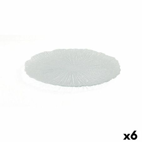 Flat plate Quid Mar De Viento Transparent Glass Ø 28 cm (6 Units) (Pack 6x)