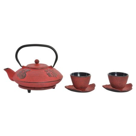 Tea Set DKD Home Decor Red Black (800 ml)