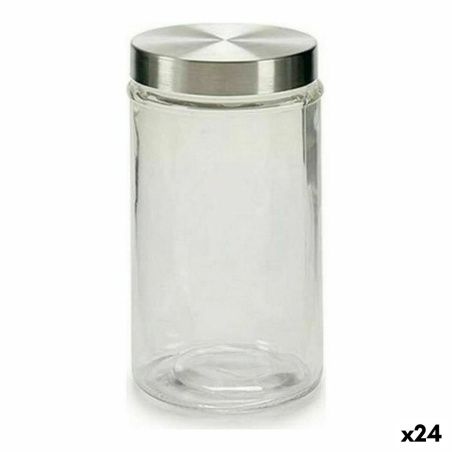 Barattolo Cristallo Argentato Trasparente Alluminio (1 L) (24 Unità)