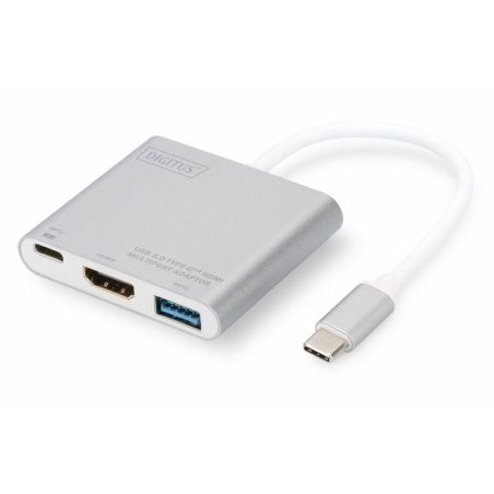 Hub USB Digitus DIGITUS Adaptador multipuerto HDMI 4K USB Type-C™, 3 puertos Grigio 4K Ultra HD Bianco Bianco/Grigio
