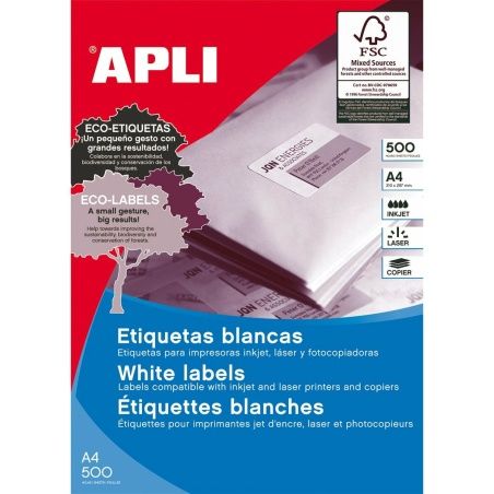 Adhesive labels Apli 1783 500 Sheets 70 x 37 mm White