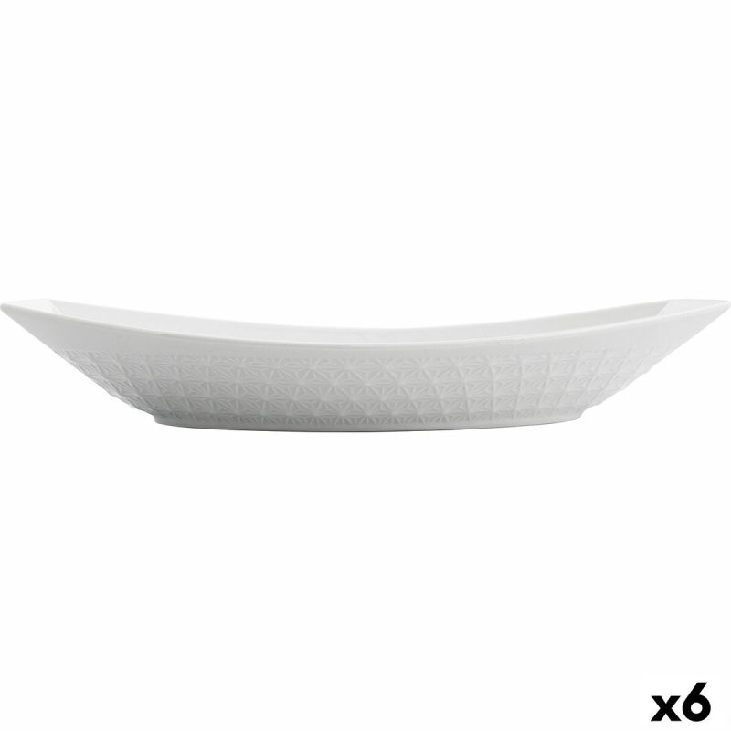 Serving Platter Quid Gastro 30 x 14,5 x 6 cm Ceramic White (6 Units)