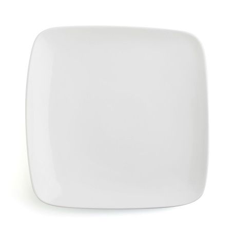 Flat plate Ariane Vital Square Squared Ceramic White 24 x 19 cm (12 Units)