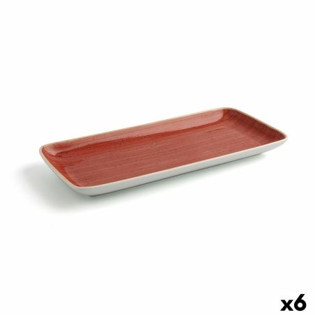 Teglia da Cucina Ariane Terra Rettangolare Ceramica Rosso (36 x 16,5 cm) (6 Unità)