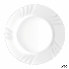 Flat plate Bormioli Rocco Ebro White Glass (24 cm) (36 Units)