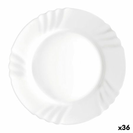 Flat plate Bormioli Rocco Ebro White Glass (24 cm) (36 Units)