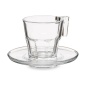 Set of 6 Cups with Plate Casablanca Transparent Glass 4 Units (70 ml)