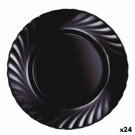 Piatto da pranzo Luminarc Trianon Black Nero Vetro Ø 24,5 cm (24 Unità)