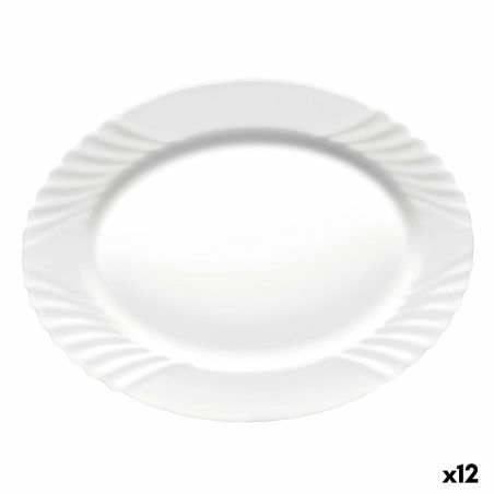 Serving Platter Bormioli Rocco Ebro Oval White Glass (36 cm) (12 Units)